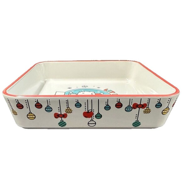 Hello Kitty Christmas Square White Stoneware Baking Dish By Sanrio Let in Snow - Picture 3 of 9
